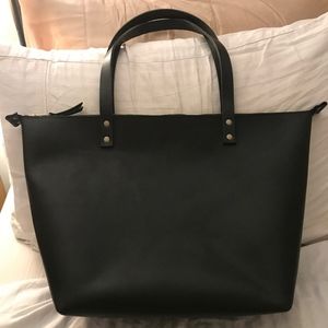 Portland Leather Goods Large Zipper Tote; Black